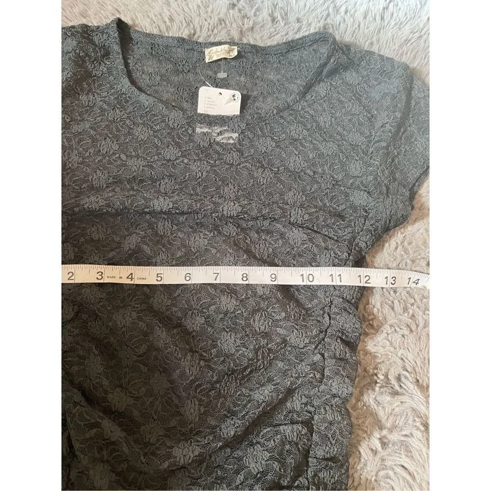NWT free people all lace ruched side‎ crew neck blouse small